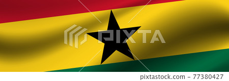 Banner with the flag of Ghana. Fabric texture of the flag of Ghana Banner with the flag of Ghana. Fabric texture of the flag of Ghana 77380427