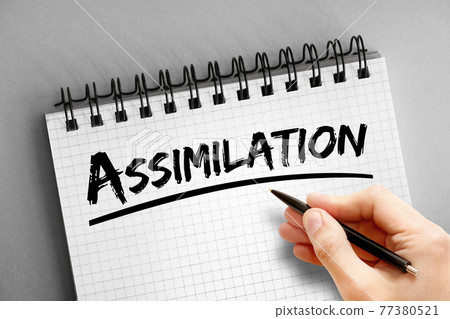 Assimilation text on notepad, concept background Assimilation text on notepad, concept background 77380521