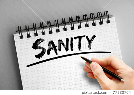 Sanity text on notepad, concept background 77380764