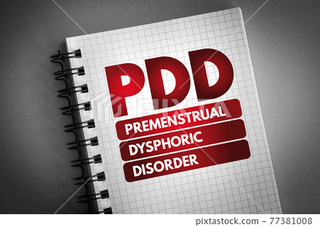 PDD - Premenstrual Dysphoric Disorder acronym on notepad, medical concept background PDD - Premenstrual Dysphoric Disorder acronym on notepad, medical concept background 77381008
