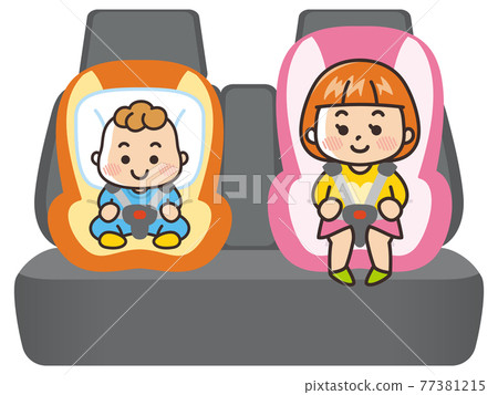 Baby sitting in a baby seat Child sitting in a... - Stock Illustration ...