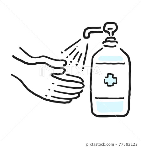 Hand-drawn illustrations to disinfect hands to prevent infectious diseases Hand-drawn illustrations to disinfect hands to prevent infectious diseases 77382122