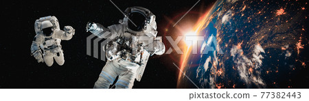 Astronaut spaceman do spacewalk while working for space station Astronaut spaceman do spacewalk while working for space station 77382443