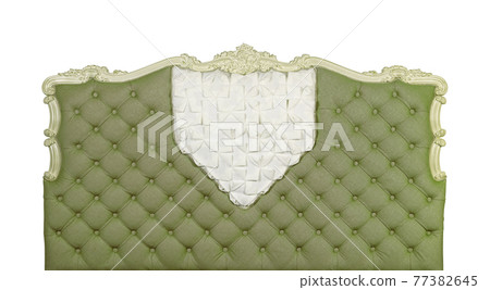 Green capitone bed headboard isolated on white Green capitone bed headboard isolated on white 77382645