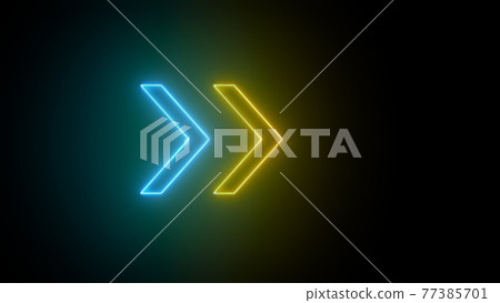 3D rendering of glowing neon arrows on a black... - Stock Illustration ...