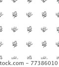 Doodle simple vector seamless pattern of hand-drawn peonies. Seamless pattern of hand-drawn peonies. Isolated on white background. 77386010