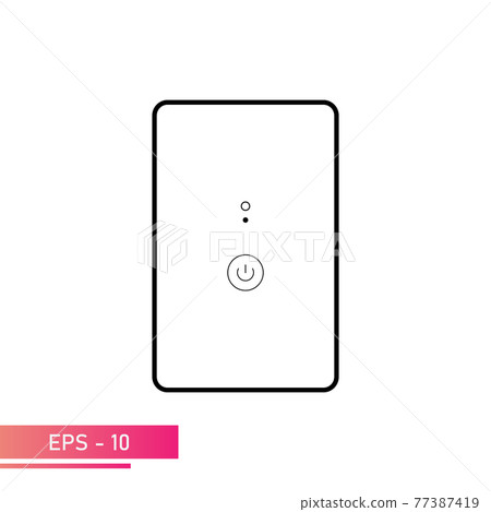 Icon, uninterruptible power supply unit for electronics. On a white background. Flat vector illustration. Icon, uninterruptible power supply unit for electronics. On a white background. Flat vector illustration. 77387419
