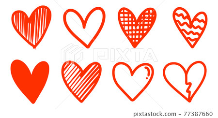 set of doodle hearts isolated on white background. hand drawn of icon love.vector illustration. set of doodle hearts isolated on white background. hand drawn of icon love.vector illustration. 77387660