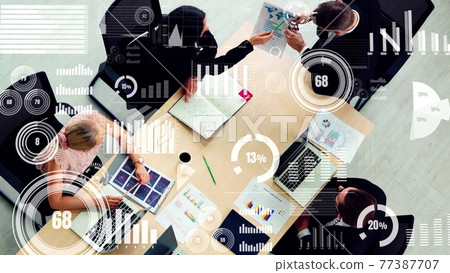 Creative visual of business people in corporate staff meeting 77387707