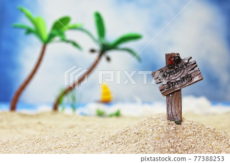 Sign on Tropical Beach 77388253