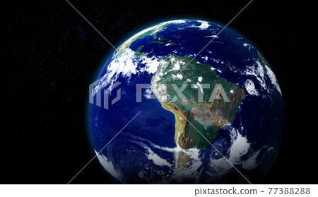 Planet earth globe view from space showing realistic earth surface and world map Planet earth globe view from space showing realistic earth surface and world map 77388288