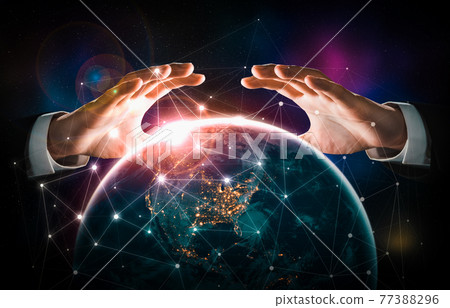 Global network connection covering earth with link of innovative perception 77388296