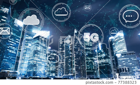 Smart digital city with globalization abstract graphic showing connection network Smart digital city with globalization abstract graphic showing connection network 77388323