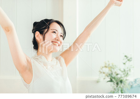 A woman who has recovered, refreshed, and resolved 77389674