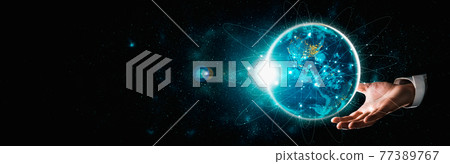Global network connection covering earth with link of innovative perception 77389767