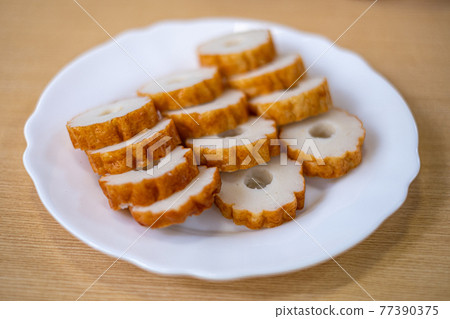 Chikuwa, a special product of Izumo on the plate Chikuwa, a special product of Izumo on the plate 77390375