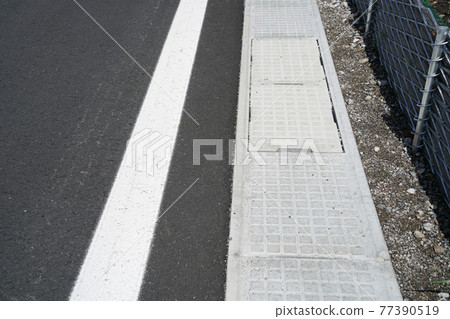 Landscape with concrete gutter lid 77390519