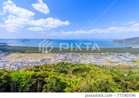 View from Kagamiyama Observatory in Spring Karatsu City, Saga Prefecture 77390596