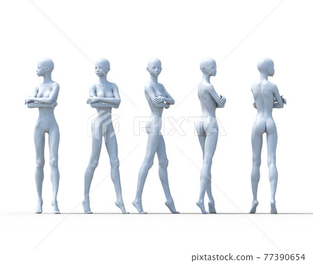 Pose Collection Female Nude In Each Direction Stock Illustration