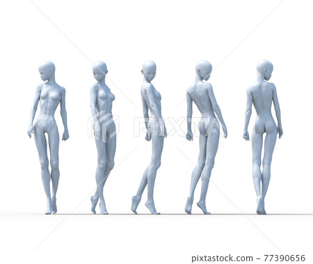 Pose collection, female nude in each direction Pose collection, female nude in each direction 77390656