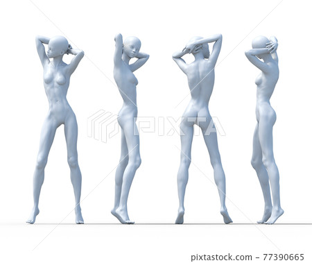 Pose collection, female nude in each direction Pose collection, female nude in each direction 77390665