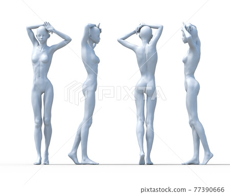 Pose collection, female nude in each direction Pose collection, female nude in each direction 77390666