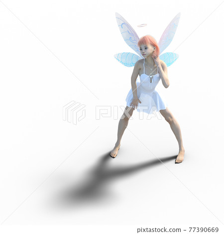 美腿天使燙髮3DCG插畫素材 77390669