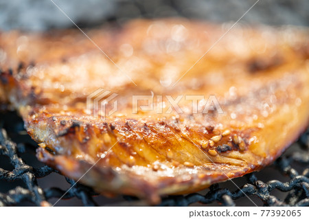 Dried horse mackerel, charcoal-grilled on a shichirin Dried horse mackerel, charcoal-grilled on a shichirin 77392065