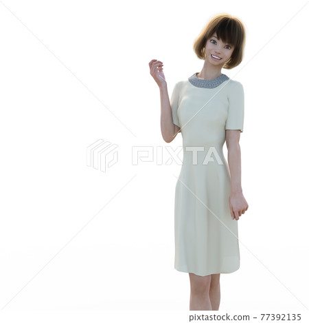 一件擺著 perming3DCG 插圖素材的年輕女子 77392135
