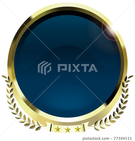 Gold emblem laurel blue frame design without sample letters vector illustration 77394515