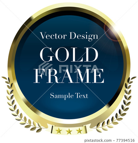 Gold emblem laurel blue frame design with sample characters vector illustration 77394516