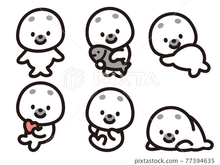 Cute seal character pose collection Cute seal character pose collection 77394635