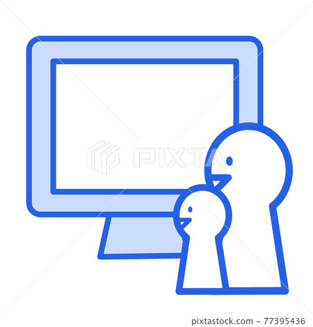 Illustration material: Online conversation, class, telework, remote work between parents and children Illustration material: Online conversation, class, telework, remote work between parents and children 77395436