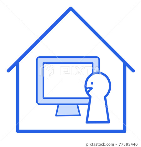 Illustration material: remote work, telework, online call, home Illustration material: remote work, telework, online call, home 77395440