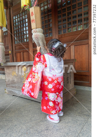Shichigosan 753 3-year-old girl shrine prayer worship Shichigosan 753 3-year-old girl shrine prayer worship 77397232