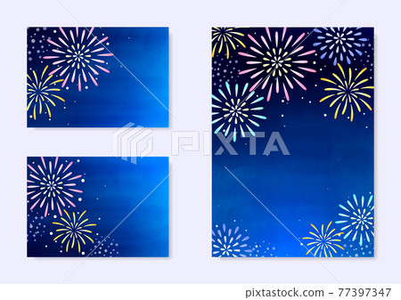 煙花留言卡_水彩風格 煙花留言卡_水彩風格 77397347