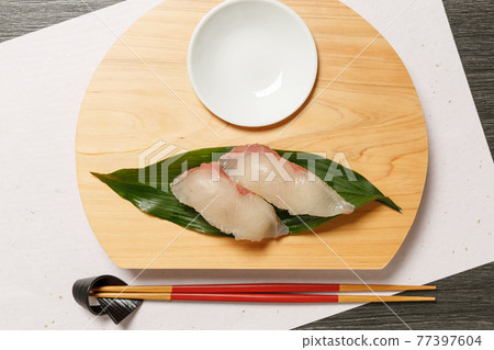 Japanese food: Nigiri Sushi Hamachi Japanese food: Nigiri Sushi Hamachi 77397604