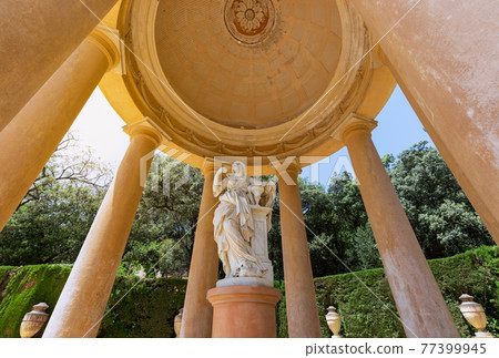 Pavilion with sculpture in in Park of the Labyrinth of Horta (Parc del Laberint Horta) Pavilion with sculpture in in Park of the Labyrinth of Horta (Parc del Laberint Horta) 77399945