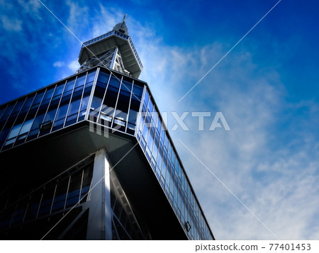 Looking up at Nagoya Sakae's MIRAI TOWER from below 77401453
