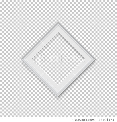 White rhombus frame for picture on transparent background. Blank space for picture, painting, card or photo. 3d realistic modern template vector illustration. Simple office object White rhombus frame for picture on transparent background. Blank space for picture, painting, card or photo. 3d realistic modern template vector illustration. Simple office object 77401473