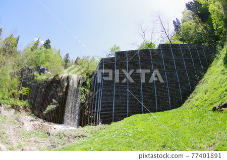 Sabo facility in Otari Village, Shinshu, Liping, Murasawa, steel frame dam, dam that functions with small ground bearing capacity Sabo facility in Otari Village, Shinshu, Liping, Murasawa, steel frame dam, dam that functions with small ground bearing capacity 77401891