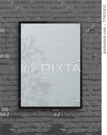 White bad glued placard on brick wall background White bad glued placard on brick wall background 77401952