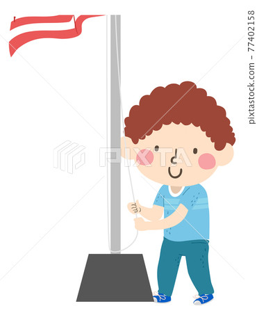 Kid Boy Class Flag Helper Illustration Kid Boy Class Flag Helper Illustration 77402158