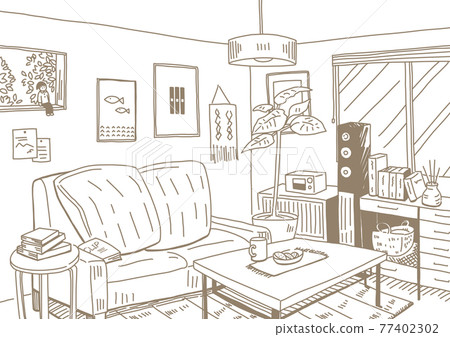A background picture that simply draws a room with a natural taste that is particular about the interior with lines A background picture that simply draws a room with a natural taste that is particular about the interior with lines 77402302