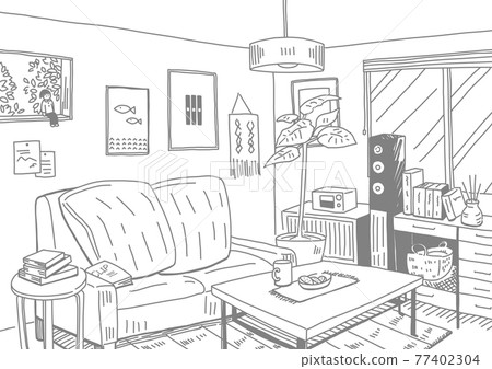 A background picture that simply draws a room with a natural taste that is particular about the interior with lines 77402304