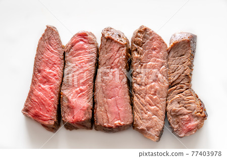 Beef steak: degrees of doneness 77403978