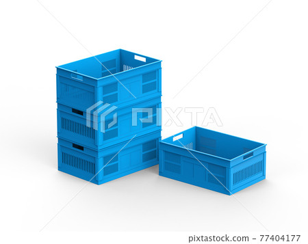 group of blue plastic crates group of blue plastic crates 77404177