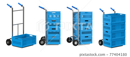 set of hand trucks with plastic crates set of hand trucks with plastic crates 77404180
