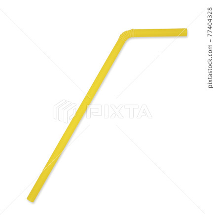 Yellow drinking straw isolated on white background 77404328