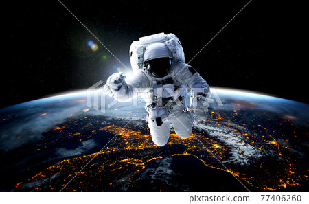Astronaut spaceman do spacewalk while working for space station Astronaut spaceman do spacewalk while working for space station 77406260